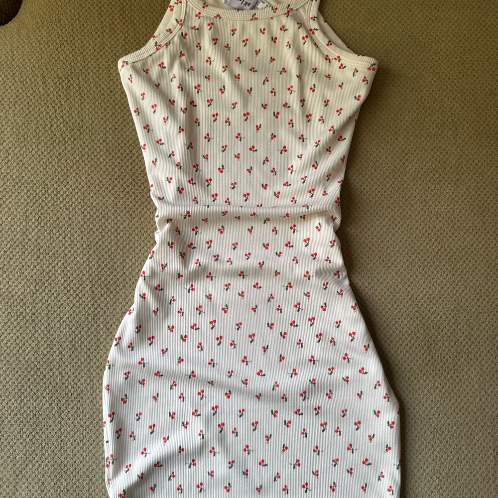 Princess Polly White Mini Dress with Red cherry Pattern